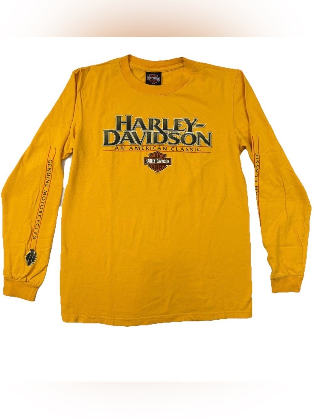 Harley-Davidson Men's Long Sleeve Logo Tee - Yellow with Black Accent